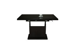 ART324SJ stalas transformeris, žurnalinis staliukas, valgomojo stalas, medinis, vengė spalva, juodas stiklas